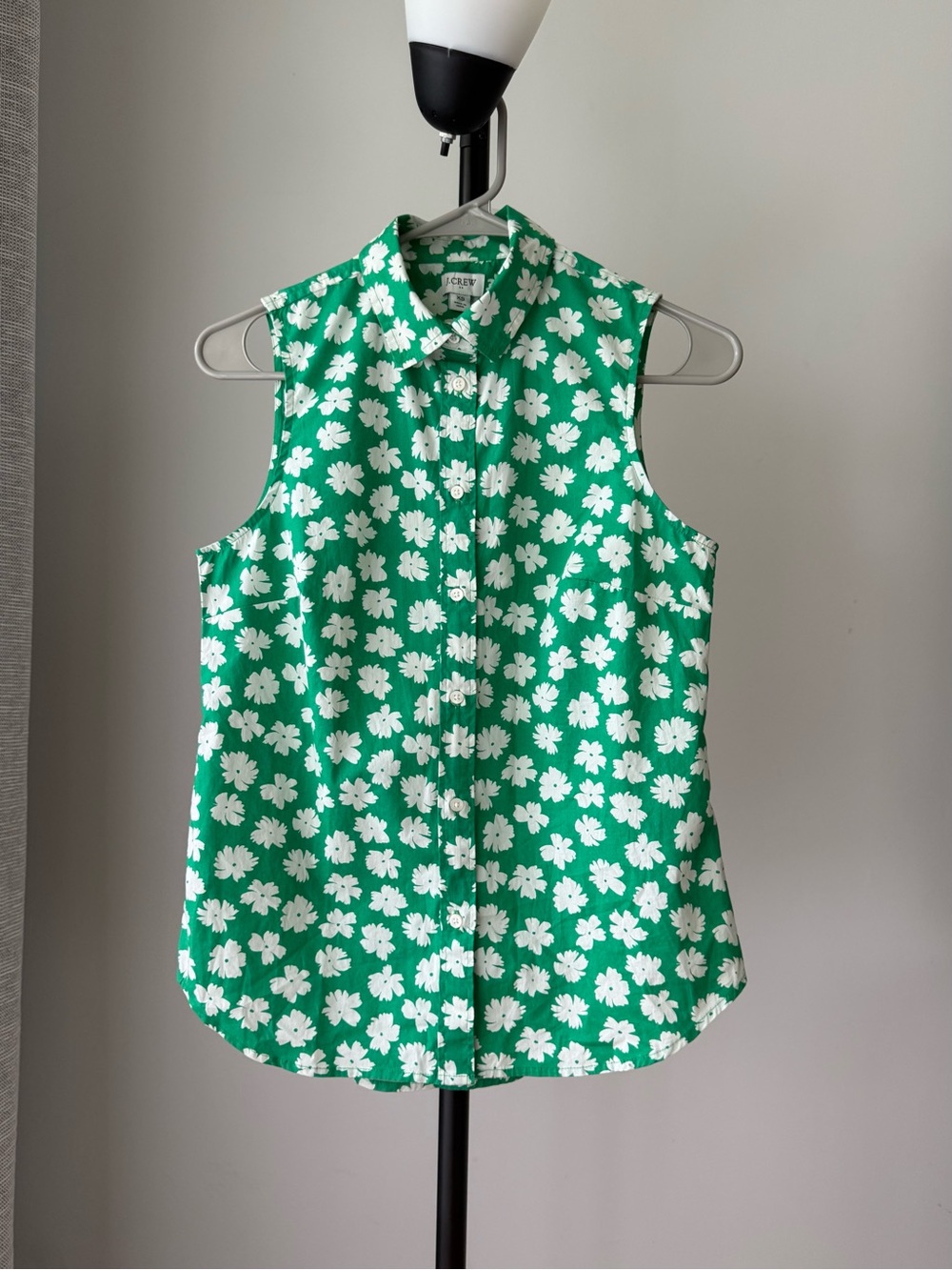 J. Crew Green Sleeveless Floral Button-Up Blouse XS